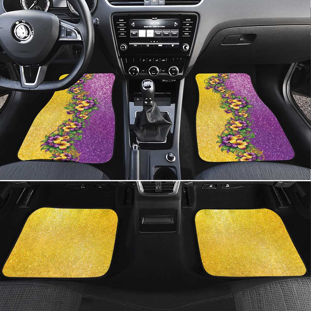 Hawaii Mardi Gras Car Mats Plumeria Lei Beads Glitter Style LT05 Set 4pcs Colorful - Polynesian Pride