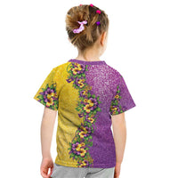 Hawaii Mardi Gras Kid T Shirt Plumeria Lei Beads Glitter Style LT05 - Polynesian Pride
