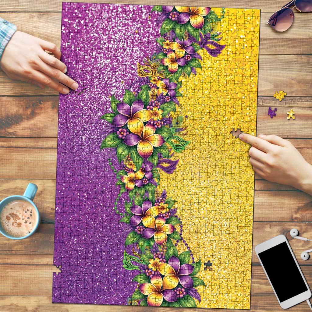 Hawaii Mardi Gras Puzzle Plumeria Lei Beads Glitter Style LT05 Colorful - Polynesian Pride