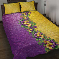Hawaii Mardi Gras Quilt Bed Set Plumeria Lei Beads Glitter Style LT05 Colorful - Polynesian Pride