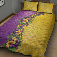 Hawaii Mardi Gras Quilt Bed Set Plumeria Lei Beads Glitter Style LT05 - Polynesian Pride