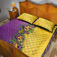 Hawaii Mardi Gras Quilt Bed Set Plumeria Lei Beads Glitter Style LT05 - Polynesian Pride