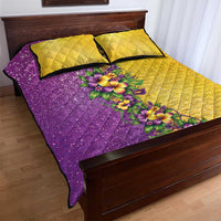 Hawaii Mardi Gras Quilt Bed Set Plumeria Lei Beads Glitter Style LT05 - Polynesian Pride