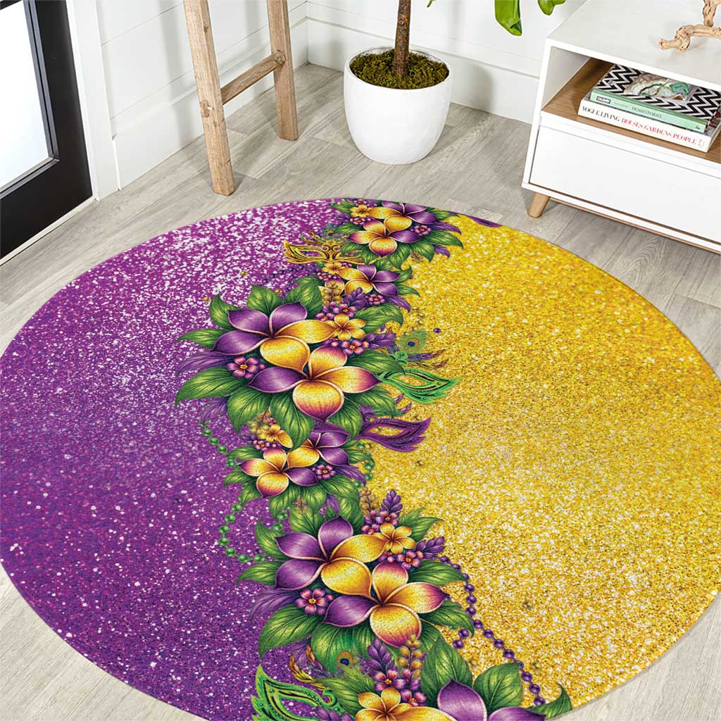 Hawaii Mardi Gras Round Carpet Plumeria Lei Beads Glitter Style LT05 Colorful - Polynesian Pride