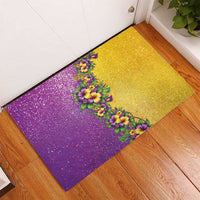 Hawaii Mardi Gras Rubber Doormat Plumeria Lei Beads Glitter Style LT05 - Polynesian Pride