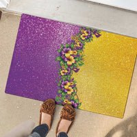 Hawaii Mardi Gras Rubber Doormat Plumeria Lei Beads Glitter Style LT05 - Polynesian Pride
