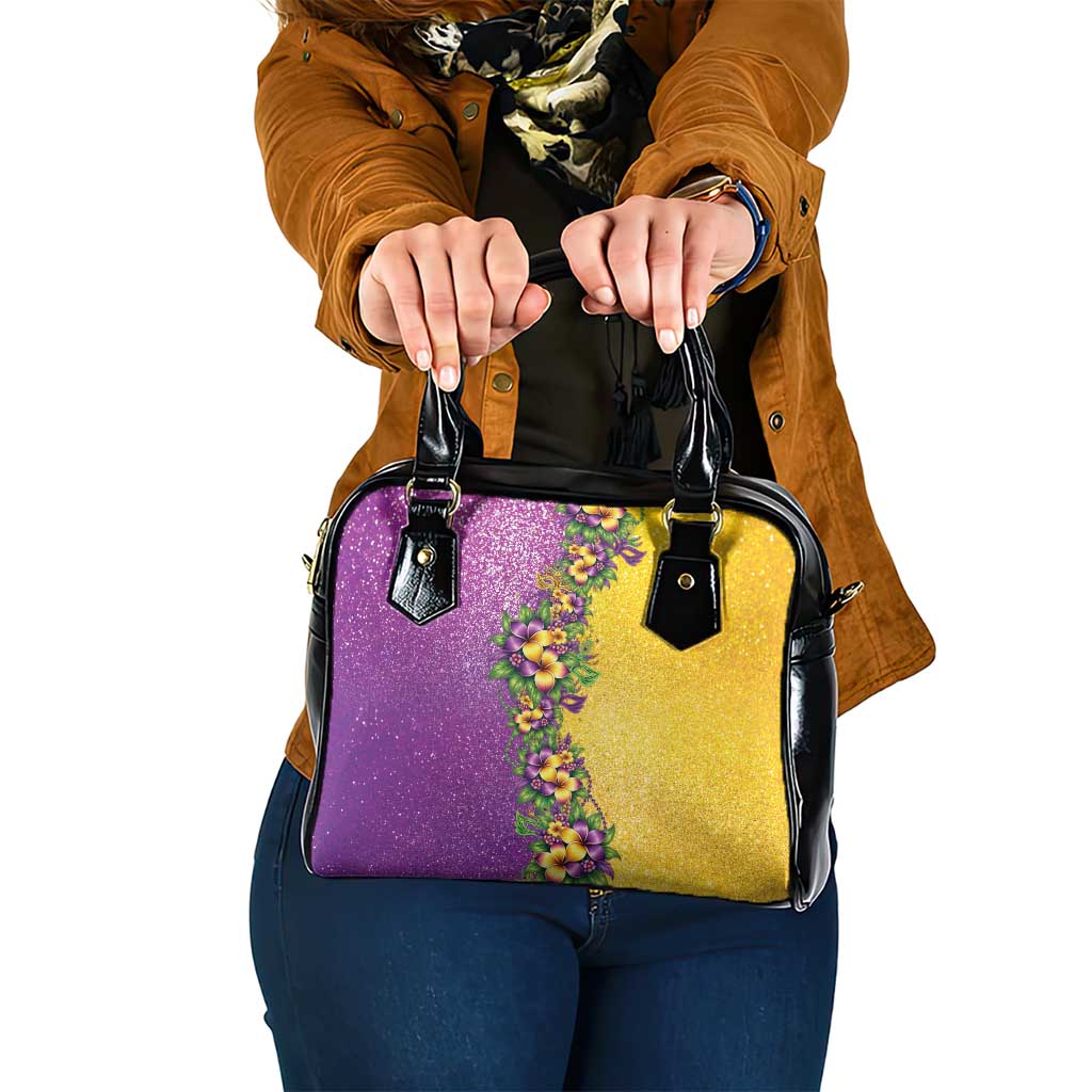 Hawaii Mardi Gras Shoulder Handbag Plumeria Lei Beads Glitter Style LT05 One Size Colorful - Polynesian Pride