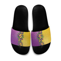 Hawaii Mardi Gras Slide Sandals Plumeria Lei Beads Glitter Style LT05 Colorful - Polynesian Pride