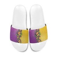 Hawaii Mardi Gras Slide Sandals Plumeria Lei Beads Glitter Style LT05 Colorful - Polynesian Pride