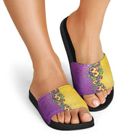 Hawaii Mardi Gras Slide Sandals Plumeria Lei Beads Glitter Style LT05 - Polynesian Pride