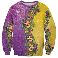 Hawaii Mardi Gras Sweatshirt Plumeria Lei Beads Glitter Style LT05 Unisex Colorful - Polynesian Pride