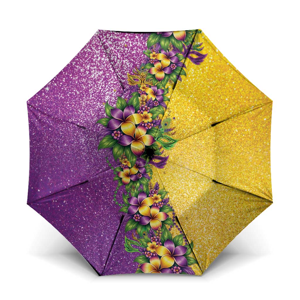 Hawaii Mardi Gras Umbrella Plumeria Lei Beads Glitter Style LT05 One Size Folded 11.42 inch Opened Diameter 37.4 inch Colorful - Polynesian Pride