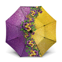 Hawaii Mardi Gras Umbrella Plumeria Lei Beads Glitter Style LT05 One Size Folded 11.42 inch Opened Diameter 37.4 inch Colorful - Polynesian Pride