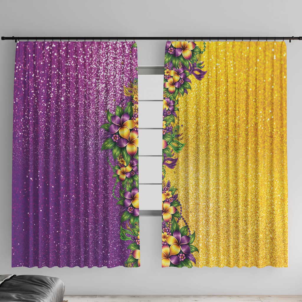 Hawaii Mardi Gras Window Curtain Plumeria Lei Beads Glitter Style LT05 With Hooks Colorful - Polynesian Pride