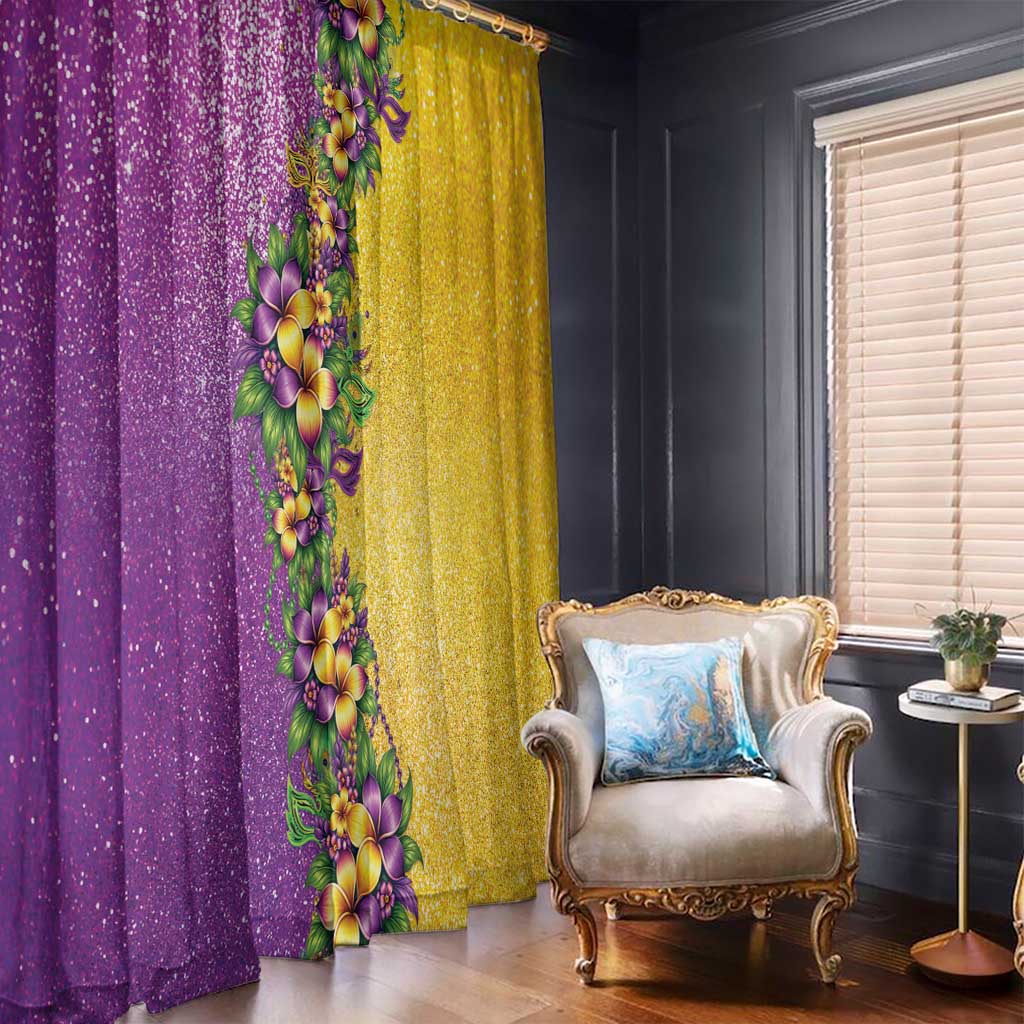 Hawaii Mardi Gras Window Curtain Plumeria Lei Beads Glitter Style LT05 - Polynesian Pride