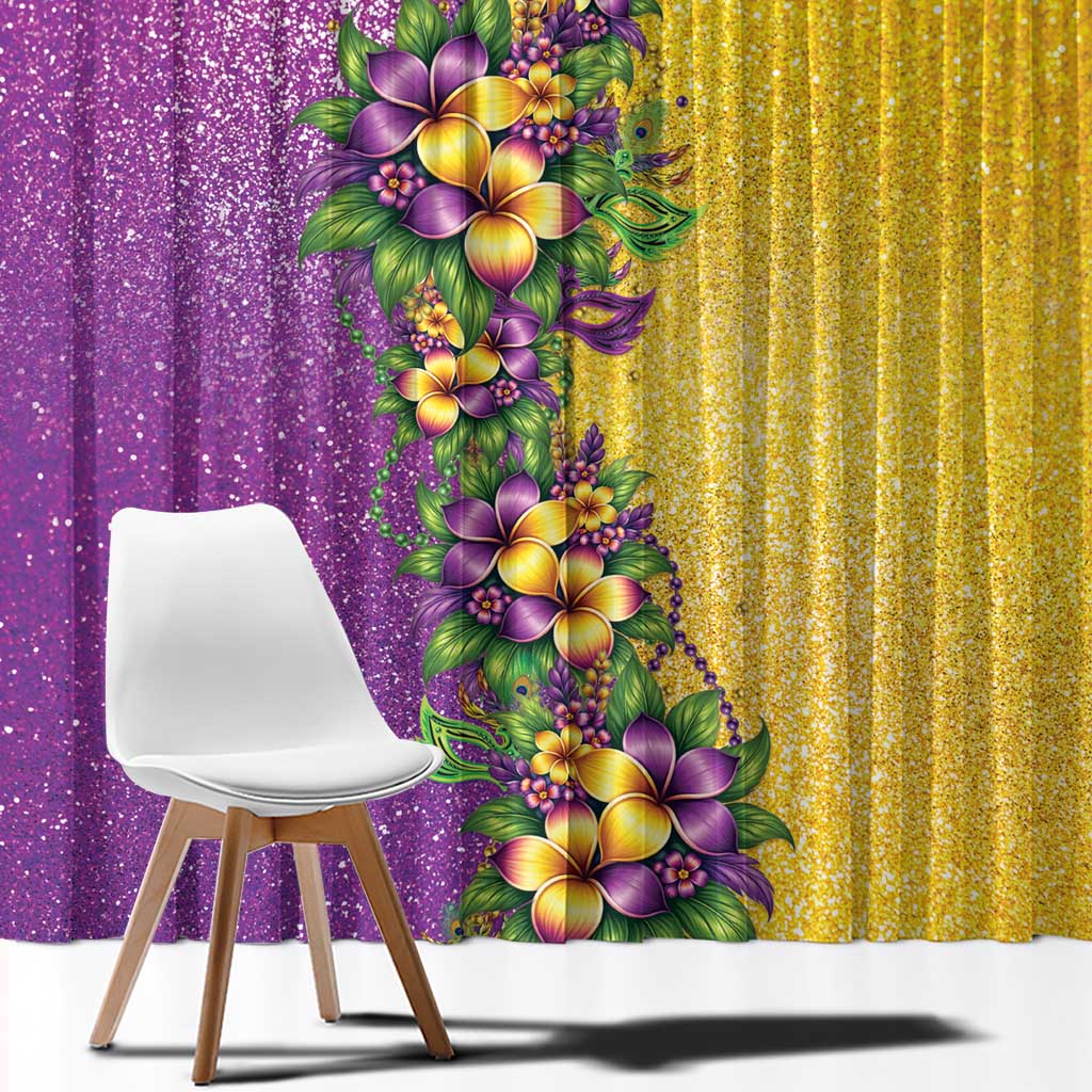 Hawaii Mardi Gras Window Curtain Plumeria Lei Beads Glitter Style LT05 - Polynesian Pride