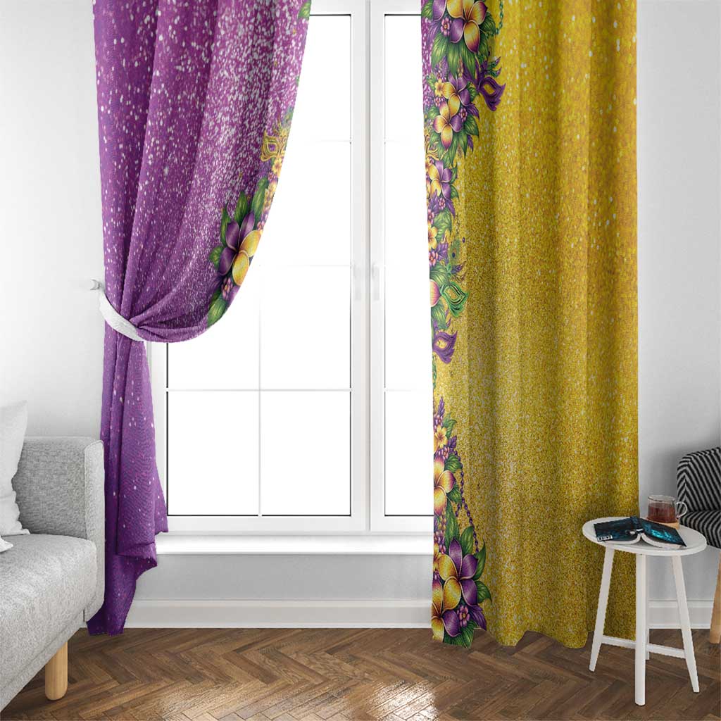 Hawaii Mardi Gras Window Curtain Plumeria Lei Beads Glitter Style LT05 - Polynesian Pride