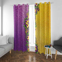 Hawaii Mardi Gras Window Curtain Plumeria Lei Beads Glitter Style LT05 With Grommets Colorful - Polynesian Pride
