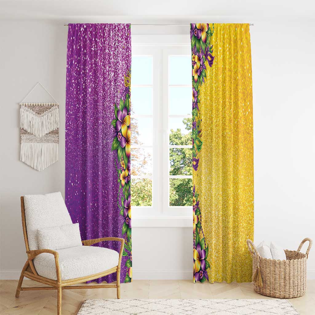 Hawaii Mardi Gras Window Curtain Plumeria Lei Beads Glitter Style LT05 - Polynesian Pride