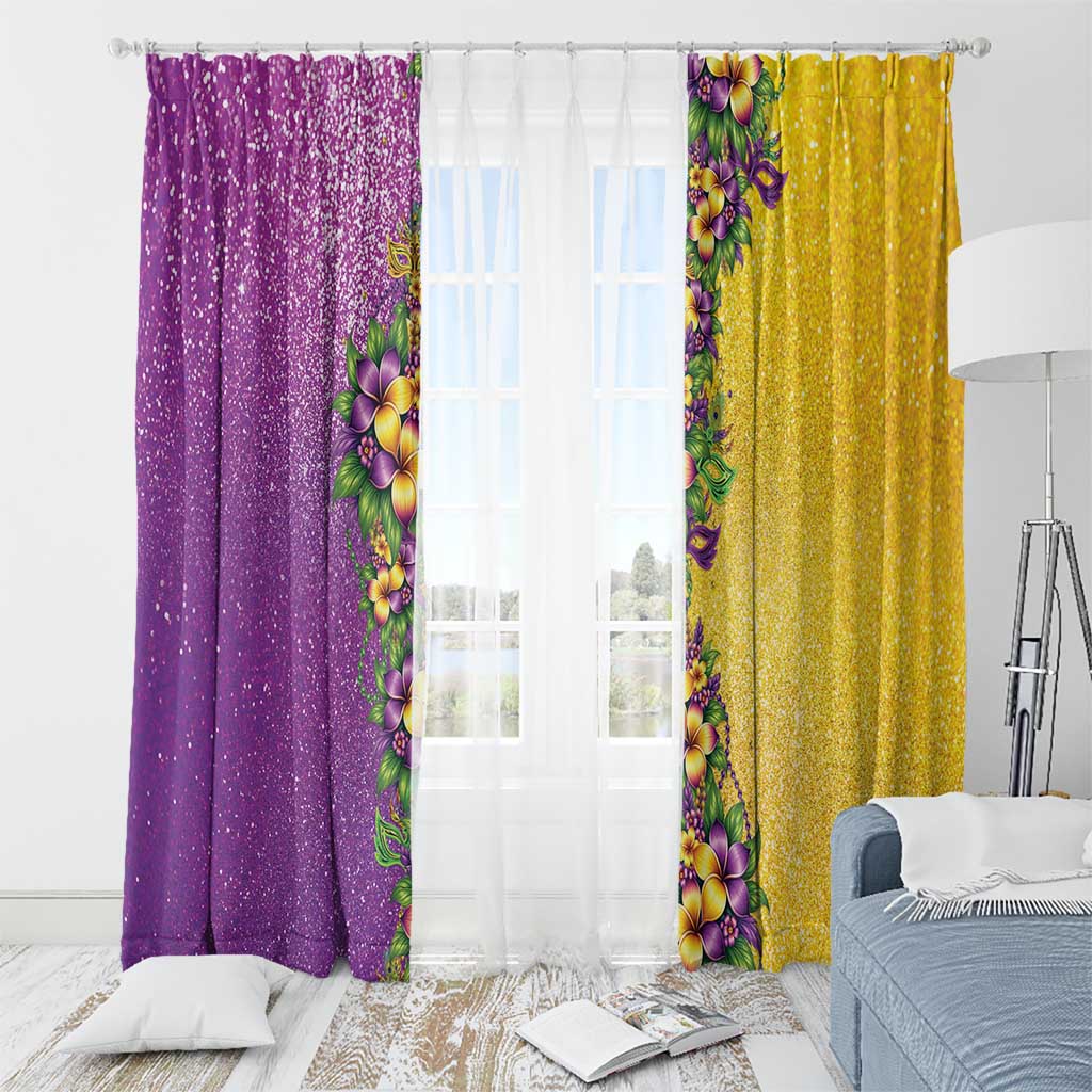 Hawaii Mardi Gras Window Curtain Plumeria Lei Beads Glitter Style LT05 - Polynesian Pride