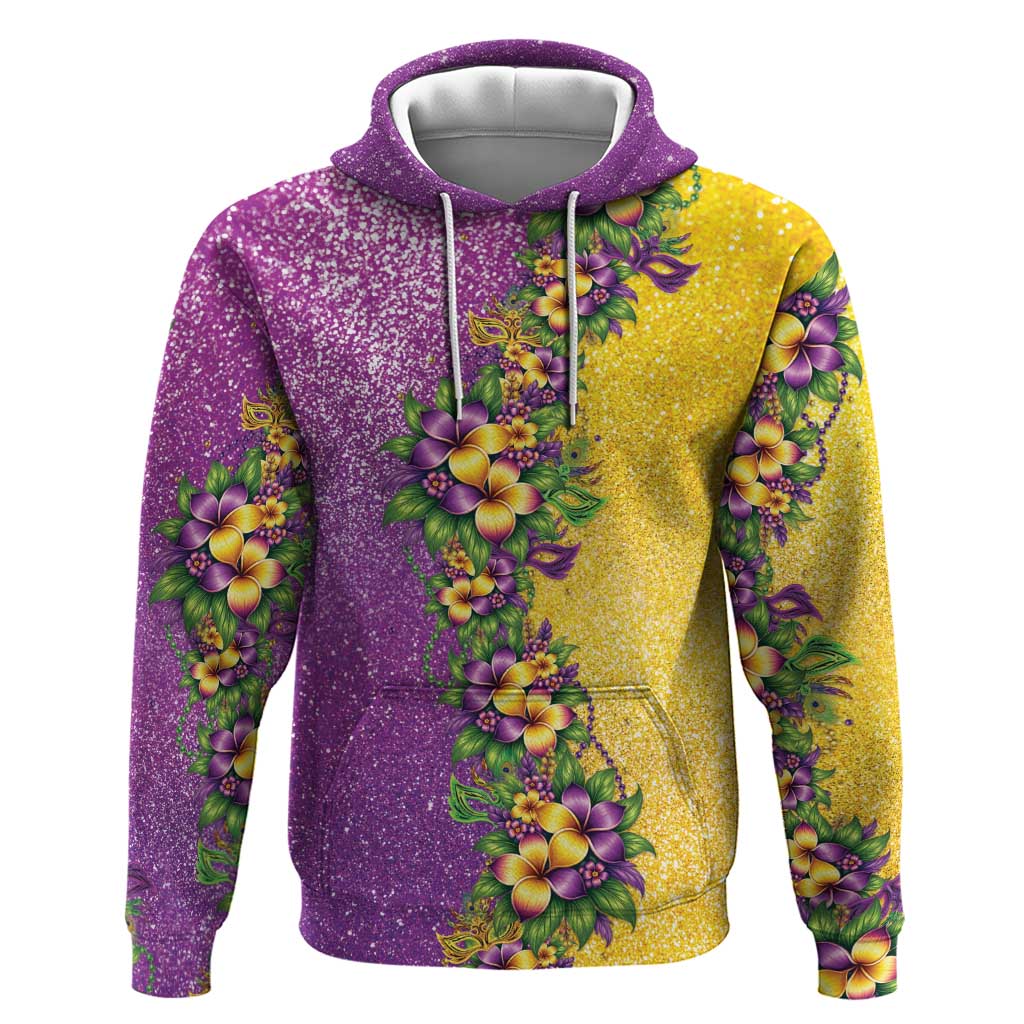 Hawaii Mardi Gras Zip Hoodie Plumeria Lei Beads Glitter Style LT05 Pullover Hoodie Colorful - Polynesian Pride