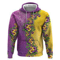 Hawaii Mardi Gras Zip Hoodie Plumeria Lei Beads Glitter Style LT05 Pullover Hoodie Colorful - Polynesian Pride
