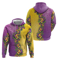 Hawaii Mardi Gras Zip Hoodie Plumeria Lei Beads Glitter Style LT05 - Polynesian Pride