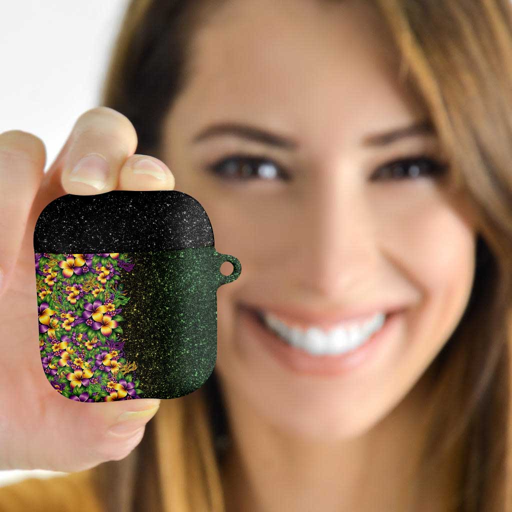 Hawaii Mardi Gras AirPods Case Tropical Flowers Glitter Style LT05 - Polynesian Pride