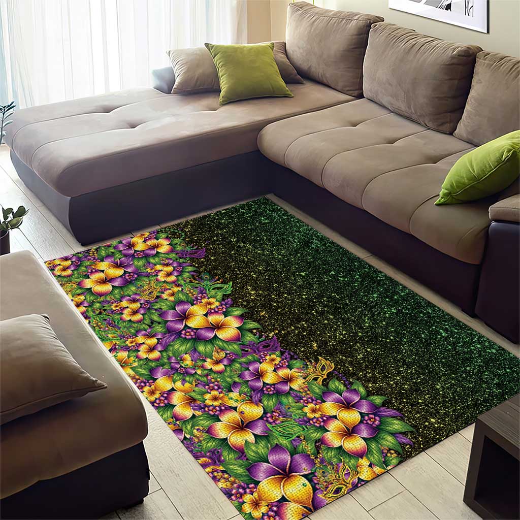 Hawaii Mardi Gras Area Rug Tropical Flowers Glitter Style LT05 - Polynesian Pride