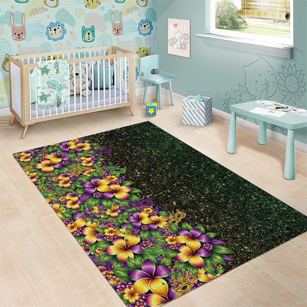 Hawaii Mardi Gras Area Rug Tropical Flowers Glitter Style LT05 - Polynesian Pride