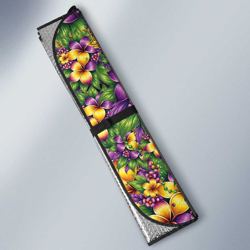 Hawaii Mardi Gras Auto Sun Shade Tropical Flowers Glitter Style LT05 - Polynesian Pride