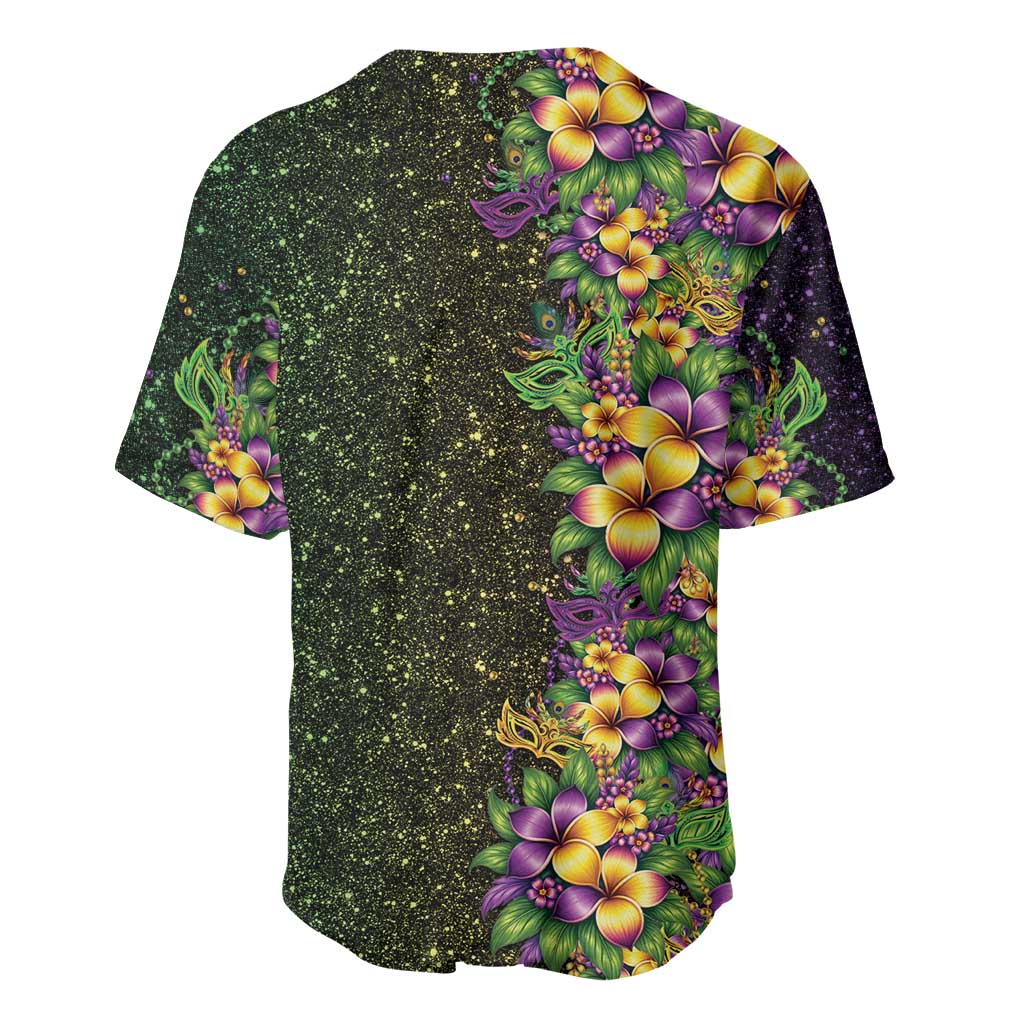 Hawaii Mardi Gras Baseball Jersey Tropical Flowers Glitter Style LT05 - Polynesian Pride