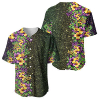 Hawaii Mardi Gras Baseball Jersey Tropical Flowers Glitter Style LT05 - Polynesian Pride