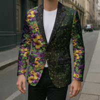 Hawaii Mardi Gras Blazer Tropical Flowers Glitter Style LT05 - Polynesian Pride