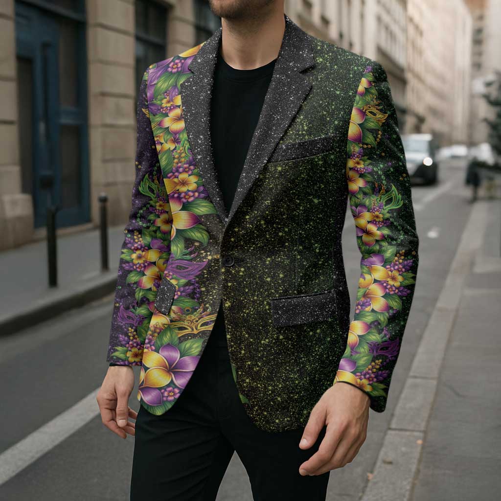 Hawaii Mardi Gras Blazer Tropical Flowers Glitter Style LT05 - Polynesian Pride