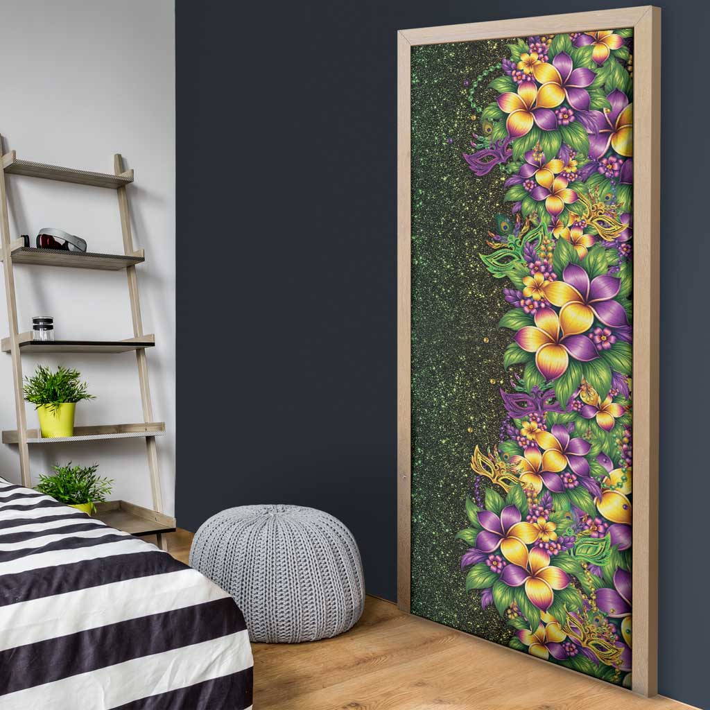 Hawaii Mardi Gras Door Cover Tropical Flowers Glitter Style LT05 - Polynesian Pride