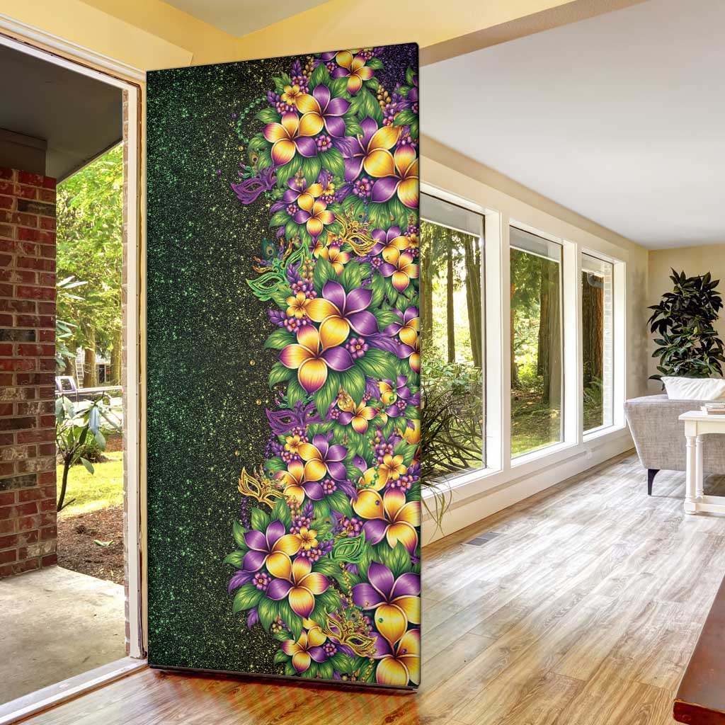 Hawaii Mardi Gras Door Cover Tropical Flowers Glitter Style LT05 - Polynesian Pride