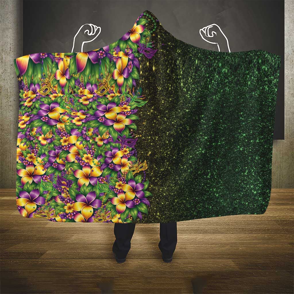 Hawaii Mardi Gras Hooded Blanket Tropical Flowers Glitter Style LT05 - Polynesian Pride