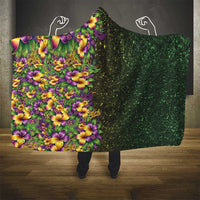 Hawaii Mardi Gras Hooded Blanket Tropical Flowers Glitter Style LT05 - Polynesian Pride
