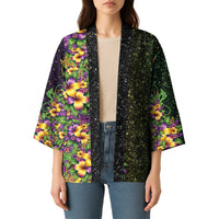 Hawaii Mardi Gras Kimono Tropical Flowers Glitter Style LT05 - Polynesian Pride