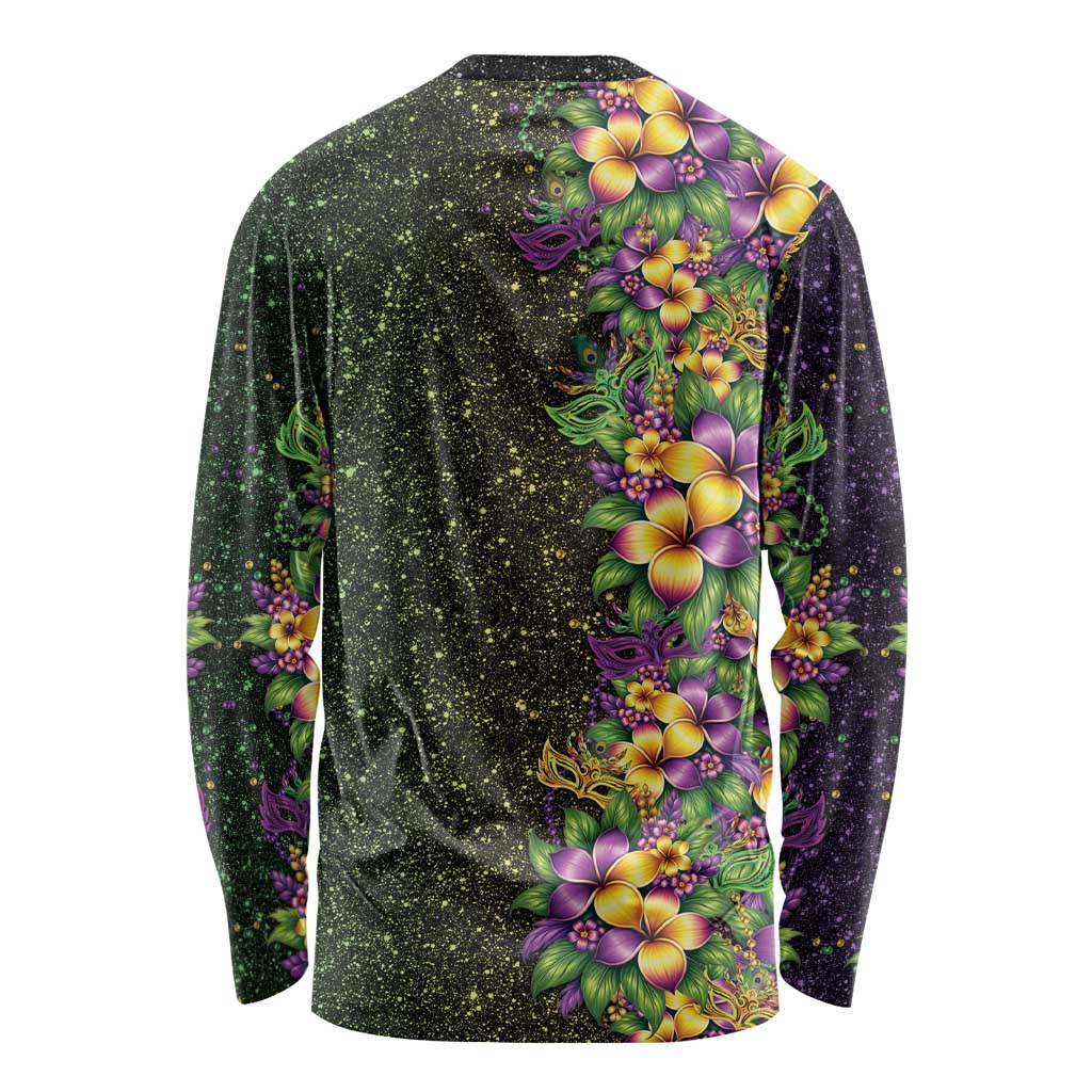 Hawaii Mardi Gras Long Sleeve Shirt Tropical Flowers Glitter Style LT05 - Polynesian Pride