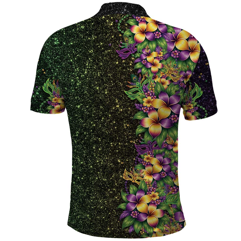 Hawaii Mardi Gras Polo Shirt Tropical Flowers Glitter Style LT05 - Polynesian Pride