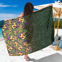 Hawaii Mardi Gras Sarong Tropical Flowers Glitter Style LT05 One Size 44 x 66 inches Black - Polynesian Pride