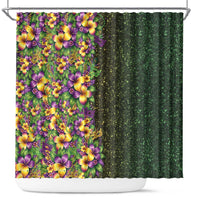 Hawaii Mardi Gras Shower Curtain Tropical Flowers Glitter Style LT05 Black - Polynesian Pride