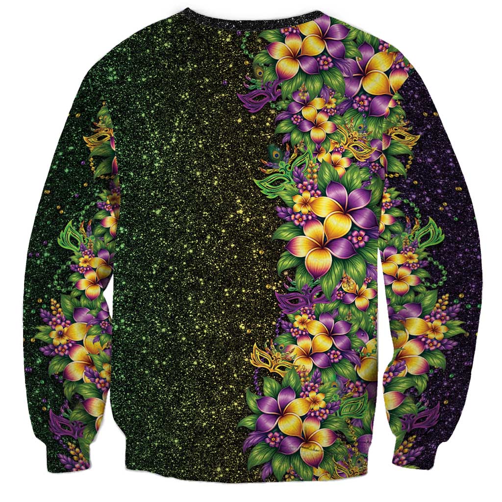 Hawaii Mardi Gras Sweatshirt Tropical Flowers Glitter Style LT05 - Polynesian Pride