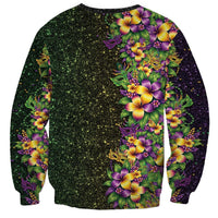 Hawaii Mardi Gras Sweatshirt Tropical Flowers Glitter Style LT05 - Polynesian Pride