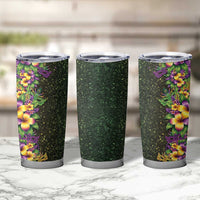 Hawaii Mardi Gras Tumbler Cup Tropical Flowers Glitter Style LT05 - Polynesian Pride