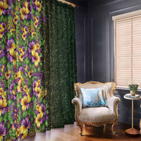Hawaii Mardi Gras Window Curtain Tropical Flowers Glitter Style LT05 - Polynesian Pride