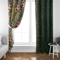 Hawaii Mardi Gras Window Curtain Tropical Flowers Glitter Style LT05 - Polynesian Pride