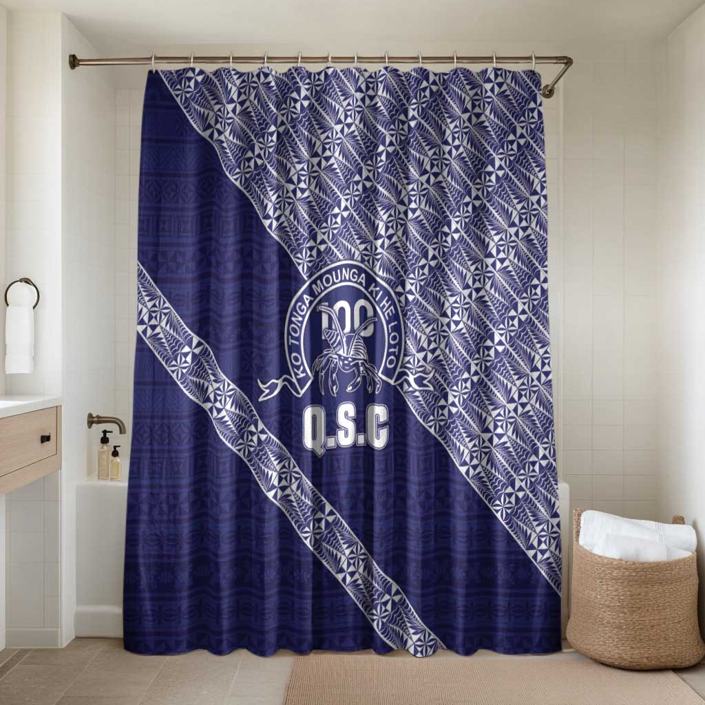 Tonga Queen Salote College Bathroom Set 100 Years Anniversary Navy Color LT05 Shower Curtain Only Navy - Polynesian Pride